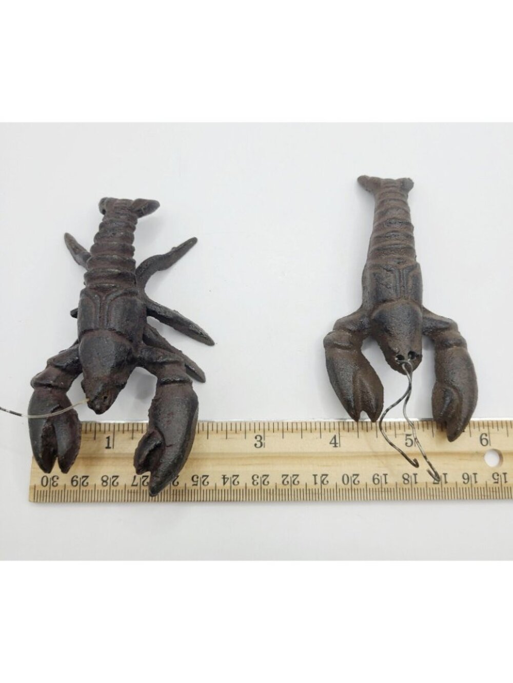 Vtg Cast Iron Lobster Crawfish Figurine Paperweight Nautical Decor Cajun Set - Picture 10 of 10